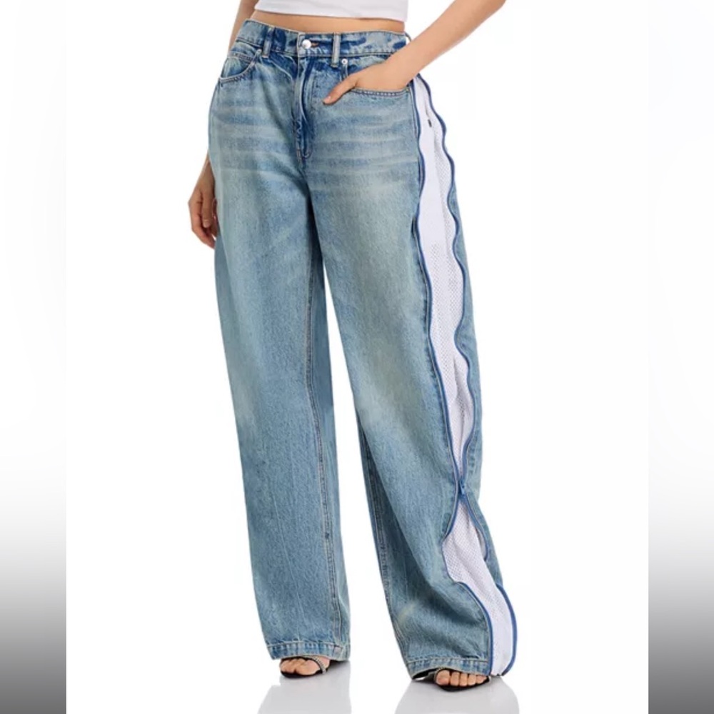 Alexander Wang High Rise Curved Zipper Trim Jeans in Vintage Bleach Blue